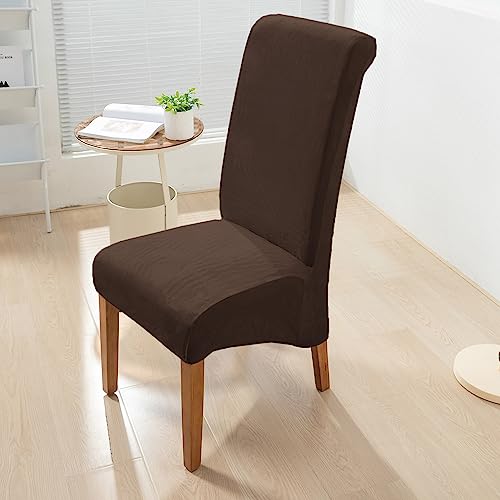 Image of HOKIPO Velvet Long Back Chair Covers Set of 2, Brown (AR-4760-BR*2)