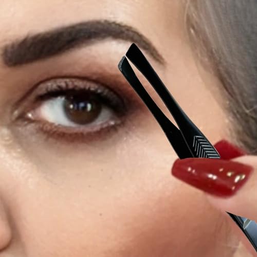 3-Vintage-Style-Slant-Tip-Ribbed-Professional-Stainless-Steel-Tweezers-for-Eyebrows-Premium-Precision-for-Facial-Hair-Splinter-Ingrown-Hair-Removal-Black