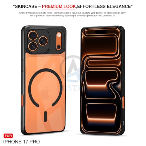 Image of AESTMO iPhone 17 Pro Back Cover | 360 Protection | Crystal Clear Hard Back Transparent | Compatible with MagSafe Accessories (PC+TPU, Black Bumper)