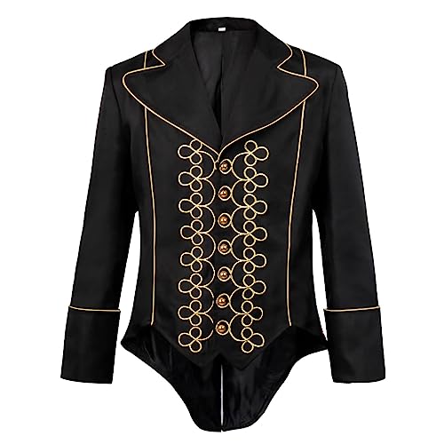 Queue-de-morue médiévale homme costume court brodé doré de la renaissance
