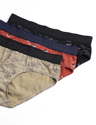 Image of U.S. Polo ASSN. Mens OEB16 Low Rise Printed Underwear Briefs - Pack of 3