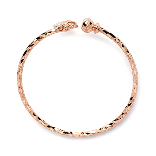 Rose Gold-Plated American Diamond Peacock Handcrafted Kada Bracelets Set
