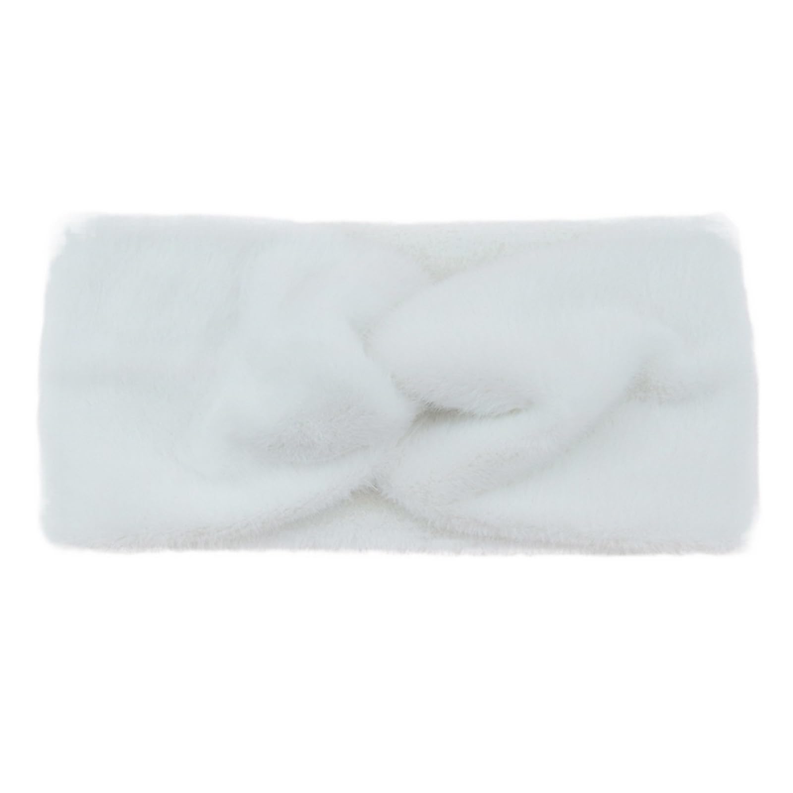 2 uds diadema calentadora de orejas banda elástica for el cabello felpa Color sólido turbante ancho diademas cruzadas DIY Para Mujer(WHITE)