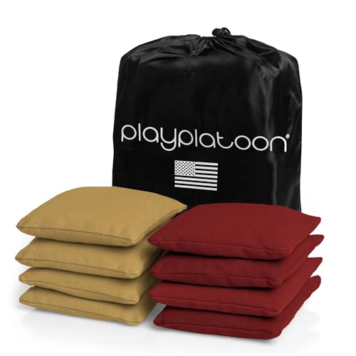 Image of Play Platoon Cornhole Bags Weather Resistant- Set of 8 Regulation Bean Bags for Tossing- Official Professional Size & Weight Corn Hole Bags Two Color All Weather Cornhole Beans Bag Set with Tote Bag