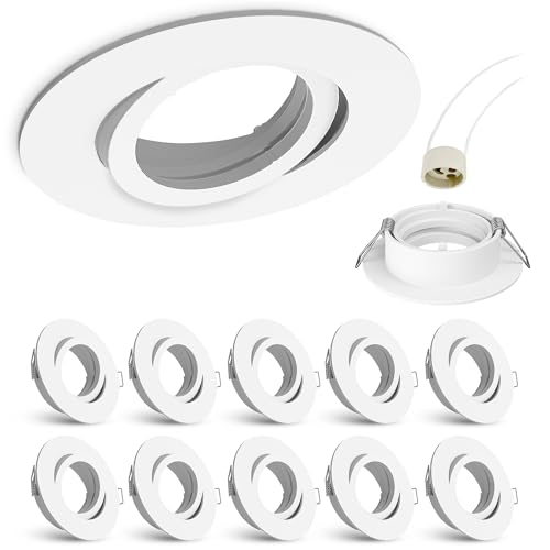 10x linovum Einbaurahmen GU10 Weiß schwenkbar 10er Set - runder...