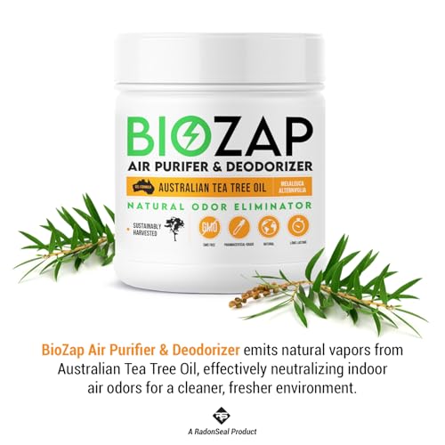 BioZap Air Purifier & Deodorizer (2-Pack) Pharmaceutical-Grade Australian Tea-Tree Oil Gel, Naturally Cleans Odors, Basements, Crawlspaces, Boats, Gyms & More, Natural Scent.