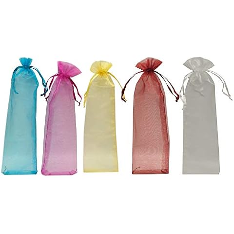 Ankirol 100pcs Sheer Organza Fan Bags 2.4X10.6 INCH Folding Fan Organza Gift Bag Gift Pouch with Drawstring Silk Pouches for Hand Fans (Mix) Cover