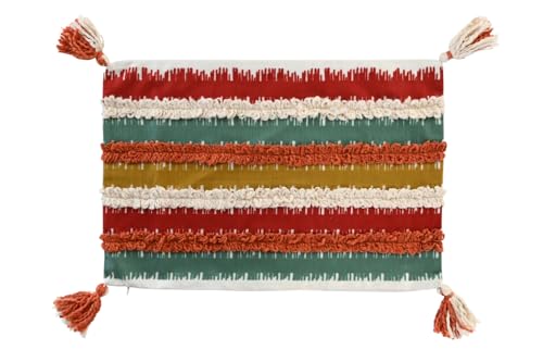 Housse coussin coton 40x60 rayures multicolores lavable pour canapé - 6