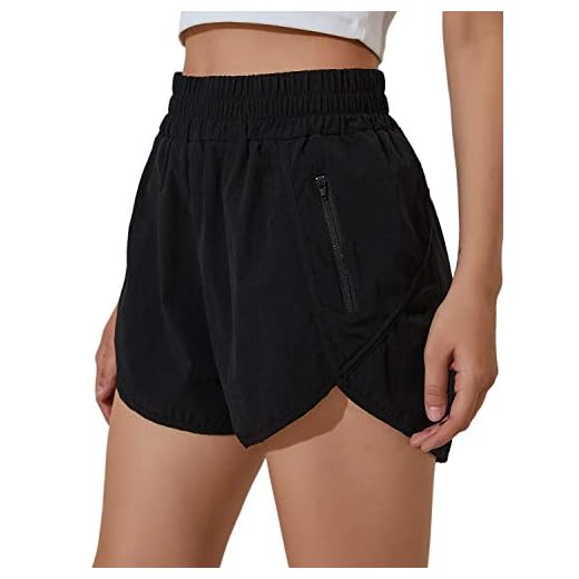 Blooming Jelly Womens High Waisted Running Shorts Athletic Workout Shorts Quick Dry Pants with Zipper Pocket (X-Large,Black)