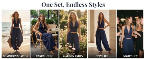 Conjunto de 2 piezas para mujer pantalones harén holgados para ir cómoda y fresca este verano 4