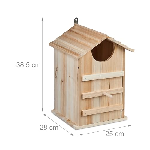 Caja nido para búhos de madera Relaxdays el refugio seguro contra depredadores y clima 5
