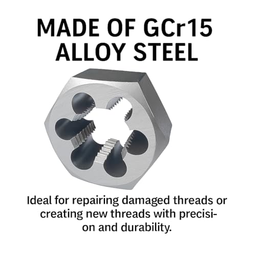 Image of M6x1.0 Metric Tap and Die Set Right Hand HSS Tap & GCr15 Hex Die for Metal Thread Repair