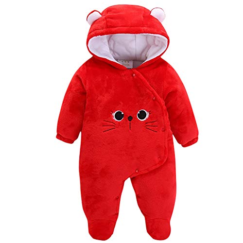 Ceguimos - Traje de Nieve Mameluco con Capucha Cálido Monos - Bebé Niños Niñas, Rojo, 6-9 Meses