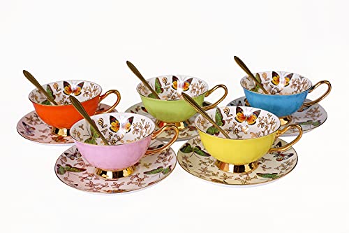 gumus Spoon, Butterfly Patterned Tea and Coffee Cup Set and Gift Box, Baby Shower, Bridal Shower, Bridal Party, Tea Party, Elegant Cup, Gift to Mother, Pink - Thumbnail 2