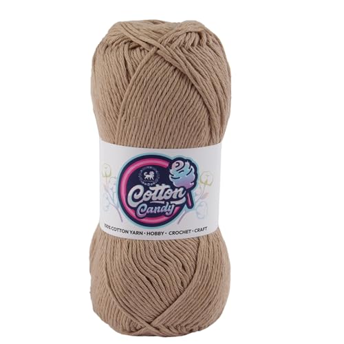 Image of NESTNHAVEN Cotton Candy 100% Cotton Yarn - (100g, 185 Meters) - Luxury Yarn for Crochet, Amigurumi, Embroidery, Toys, Garments, Flowers and Hobby, Projects. (Dark Beige) | (300 Gm)