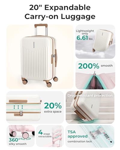 BAGSMART 100% PC Hardside Carry-On