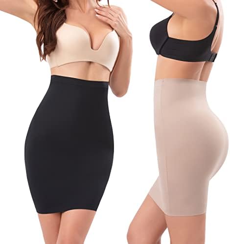 OSACOD 2 Pieces Half Slips for Women Seamless Dress Slip Under Dresses High Waist Tummy Control Body Shapewear Skirt