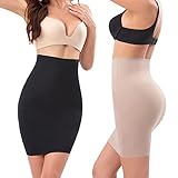 OSACOD 2 Pieces Half Slips for Women Seamless Dress Slip Under Dresses High Waist Tummy Control Body