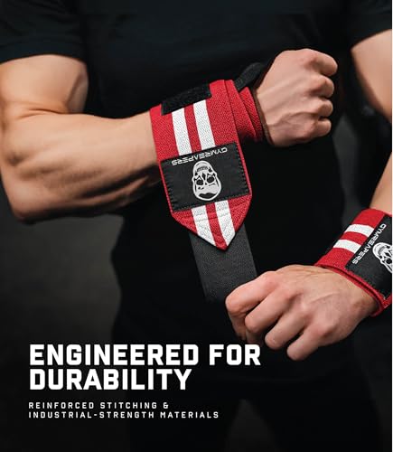 Image of Gymreapers Weightlifting Wrist Wraps (IPF Approved) Professional Quality Wrist Support with Heavy Duty Thumb Loop - Best Wrap for Powerlifting Competition, Strength Training, Bodybuilding