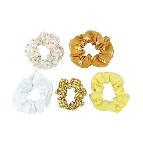 Coleteros pelo mujer – Gomas de pelo tela – Scrunchies para todo tipo de pelo – Gomas pelo mujer y niña – Accesorios pelo mujer - 5 colores diferentes