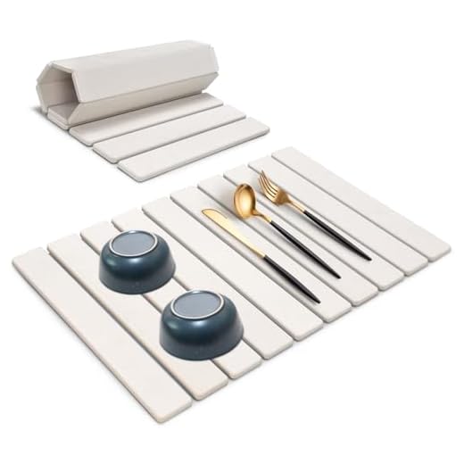 Large Stone Dish Drying Mats for Kitchen Counter, 24"(L)×16"(W), Fast Drying Collapsible Dish Drying Mat, Eco-Friendly Absorbent Diatomaceous Earth Mats for Dishes Bottles, Match Any Countertop