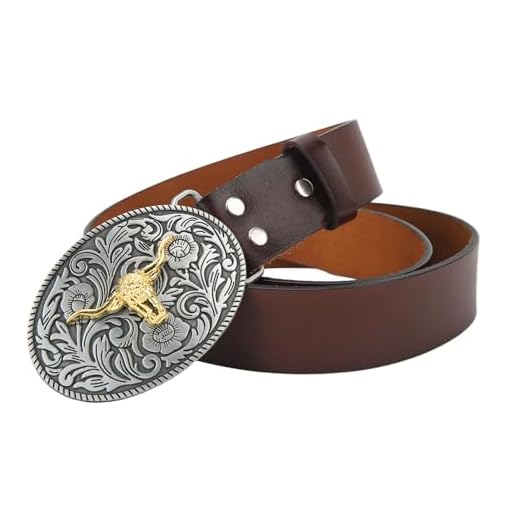 Cinto de Cowboy Retro de Couro Premium Com Estilo de Touro Estilo Vintage para Homens, Mulheres, Cintura Confortável e Elegante Em Ocasiões Casuais, de Trabalho ou Formal (115 cm)