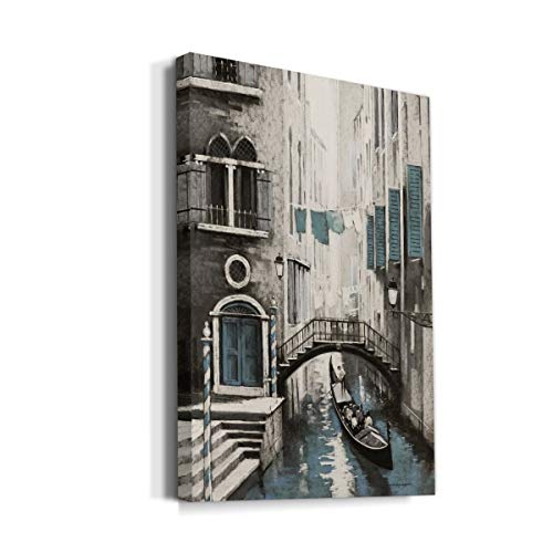 Renditions Gallery Canvas Architectural Artwork For Office Gandola Ride In Venice Water Streets Abstract Hanging Paintings For Bedroom Living Room Office Wall Decor - 18"X27" Lt15 #TOP1