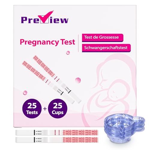 Preview Pregnancy Test Strips 25x Early Pregnancy Tests with Urine Cups 10 MIU/mL 6 Days Early Detection