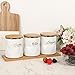 JUXYES Set of 3 Ceramic Canisters Set for Sugar Coffee Tea, Luxurious Storage Containers Set with Lids Decorative Storage Pots White Ceramic Storage Jar for Kitchen Counter Dining Room