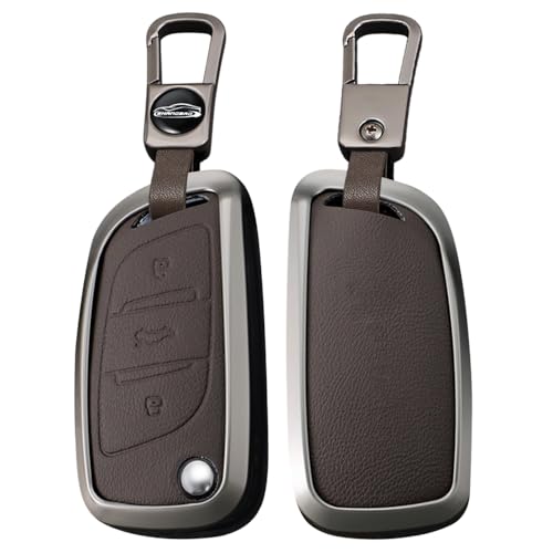 Étui clé Peugeot 207 307 308 et Citroën C3 C4 protection marron 3 boutons