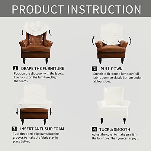 Image of Easy-Going Stretch Wingback Chair Sofa Slipcover Cream
