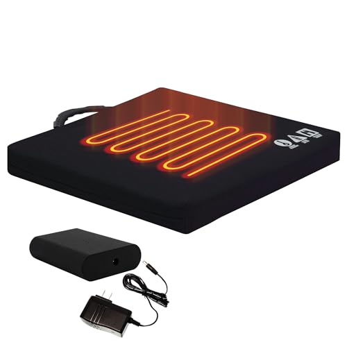 Bench Warmer Portable Battery Heated Stadium Seat Cushion. with Rechargeable Power Pack Included. Rugged Cordura Fabric, Black