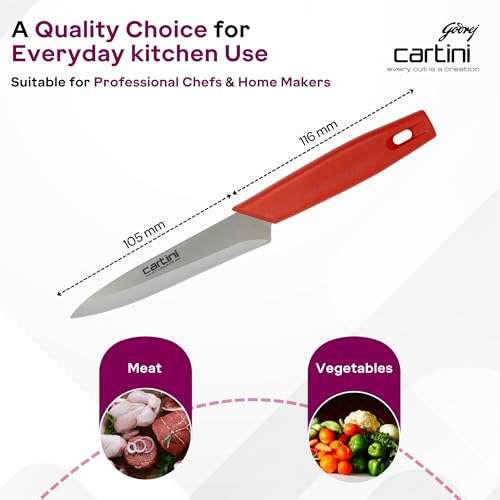 Image of Godrej Cartini Easy Stainless Steel Chopping Knife, Red