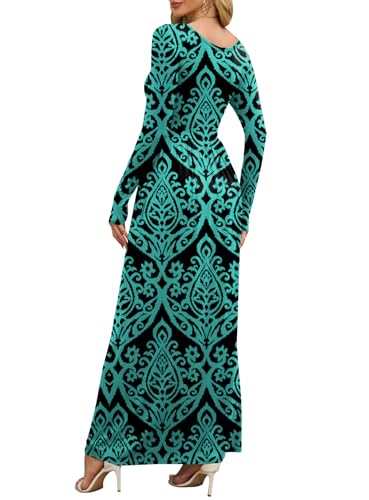 Image of DEARCASE Women's Maxi Dress Long Sleeve Crewneck Empire Waist Long Dresses | Empire Waist,round neck,floor length, dual side pockets, A-line,fall winter long dresses for wedding guest,party,vacation