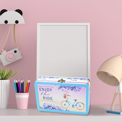 Image of DAHO Metal Storage Box with Hinge for Office, School, Home, Makeup, Arts & Crafts and Accessories (Enjoy the Ride)