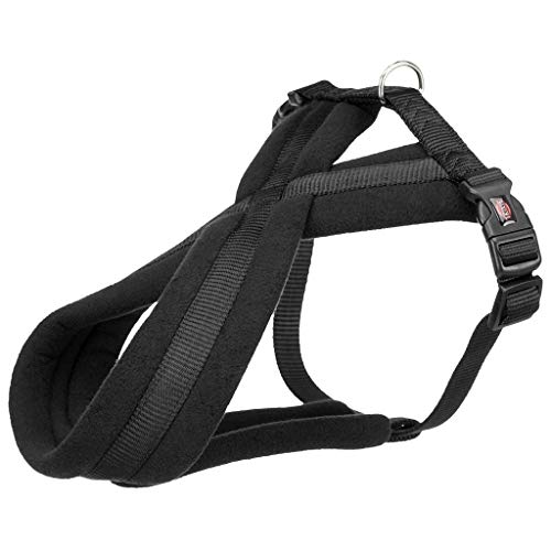 TRIXIE Premium Touren-Geschirr Größe S: Brustumfang 35–65 cm/20 mm in schwarz - sportliches Hundegeschirr mit angenehmer Vliespolsterung, stufenlos verstellbar für kleine Hunde, 203701