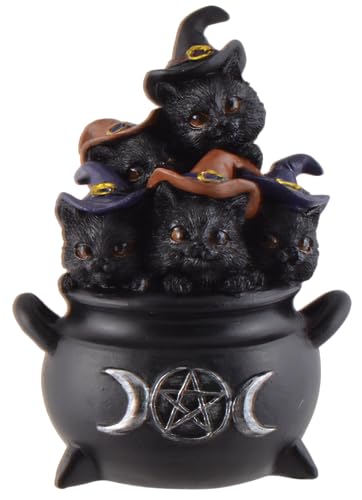 VOGLER Joh. Vogler GmbH 5 Hexenkatzen sitzen in Zauberkessel, aus Kunststein, handbemalt