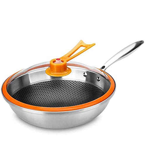 Wok de acero inoxidable con mango auxiliar y tapa