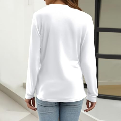 TWGONE Long Sleeve Tops for Women V Neck Loose Button Down Henley Shirts Fall Tee Shirts - Image 3