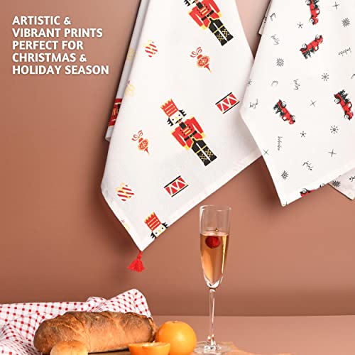 Folkulture Christmas Kitchen Towels With Hanging Loop,Set Of 3-100% Cotton Dish Towels Or Hand Towels, Modern Decorative Tea Towels For Christmas Kitchen Decor, 20" X 28" Nutcracker #TOP3