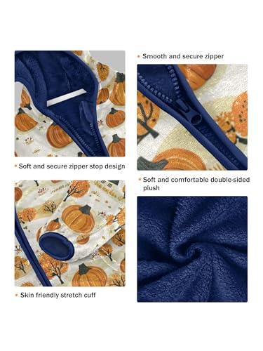 Fall Farmhouse Orange Pumpkin Girls Fleece Jacket Girls Fall Jacket Boys Coats Zip Up Hoodie Children Outerwear 2-10T3