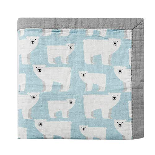 Monfish Baby Toddler Blanket- Large, Ultra-Soft Polar Bear Blanket For Boys- 100% Cotton Baby Everything Blanket-Two Layer Stroller Blanket (Blue Polar Bear) #TOP1