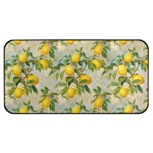 ALAZA Kitchen Mats, Lemon Print Flower Floor Mat...