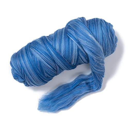 Kondoos Multi Colored Natural Wool Roving, 1 Lb. Best Wool For Needle Felting, Wet Felting, Handcrafts And Spinning. (Ocean, 1Lb) #TOP15