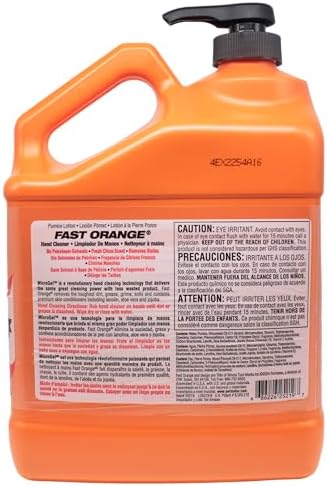 Fast Orange 25219 Pumice Lotion, Heavy Duty Hand Cleaner, Natural Citrus Scent, Waterless Cleaner for Mechanics, Strong Grease Fighter, 1 Gallon - 1