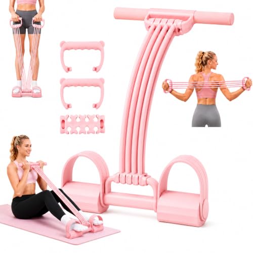 3-in-1 Pedal Resistance Band with Handles,8 Tubes Adjustable,Home Gym,Pink by Wonsboful - Used condition - US$19.02