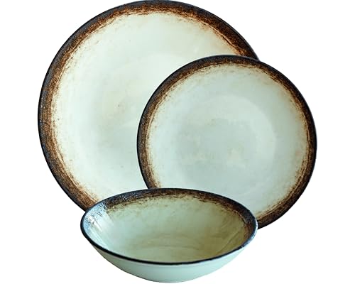 ✔️ DESIGN NATURALE PER TAVOLE MODERNE: Il decoro effetto terra cotta dona un aspetto caldo e autentico a questo set piatti moderno, perfetto per arredare la tavola con uno stile naturale e accogliente