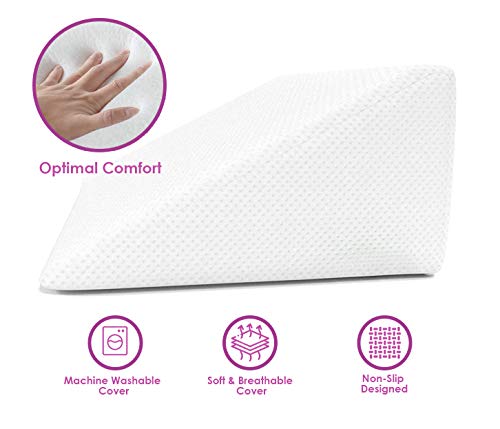 Home Sweet Home Bed Wedge Pillow With Memory Foam Top - Versatile Body Positioner Relieves Neck And Back Pain - Removable Cover - 25" L X 24" W X 12" #TOP3