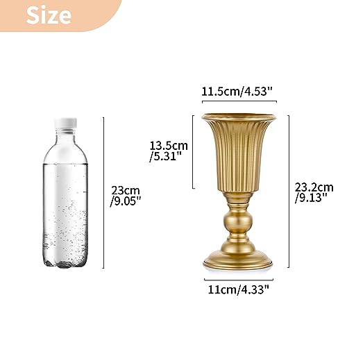 Nuptio Pcs of 2 Flowered Metal Trumpet Vase Elegant Wedding Centerpieces Vase for Wedding Party Decoration, 23.2cm/9.13" Tall Artificial Flower Arrangements for Anniversary Ceremony by NUPTIO - Image 4