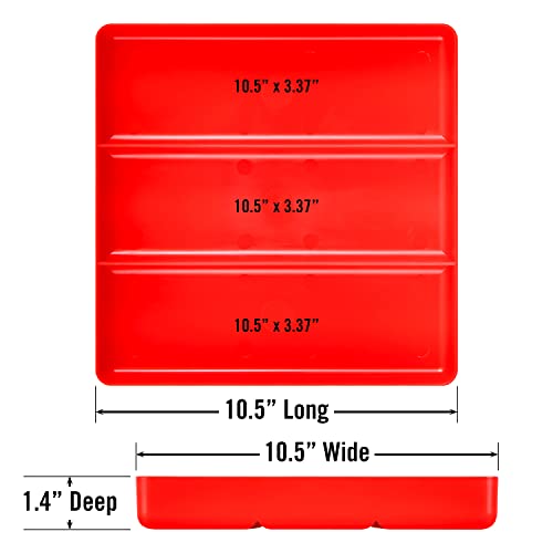 Image of Ernst Tool Garage Organizer Tray, Red, 3-Compartments (Pack of 4)